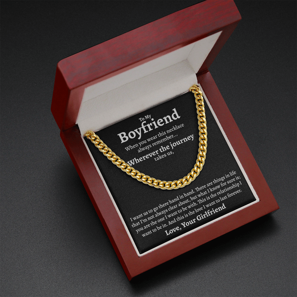 To My Boyfriend Cuban Link Chain, Gift for Boyfriend, Romantic Gift for Him, Christmas Birthday Valentines Day for Men