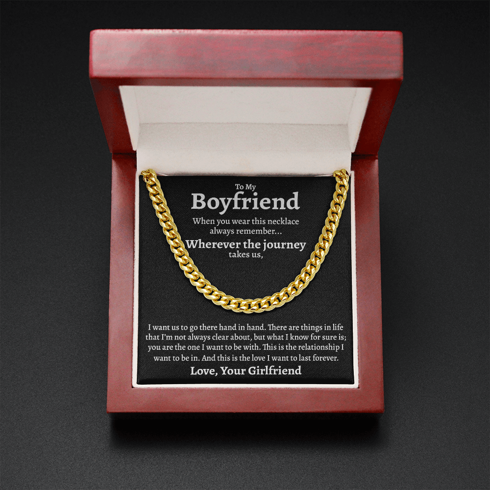 To My Boyfriend Cuban Link Chain, Gift for Boyfriend, Romantic Gift for Him, Christmas Birthday Valentines Day for Men