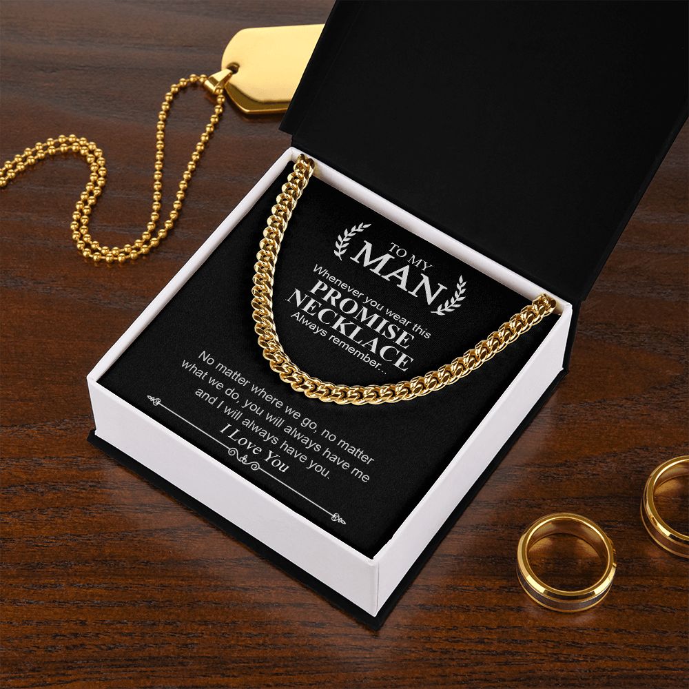To My Man | Promise Necklace Always Remember | Cuban Link Chain Necklace