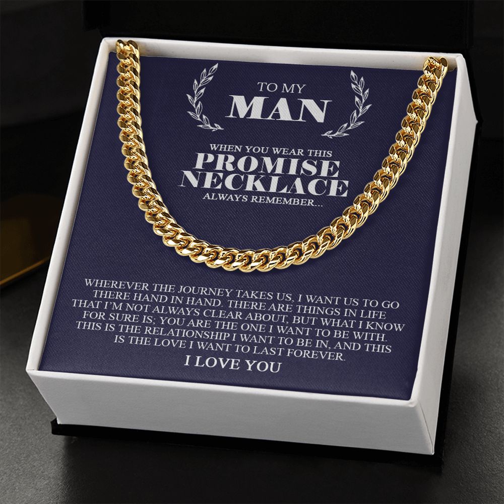 To My Man | Promise Necklace Always Remember | Cuban Link Chain Necklace
