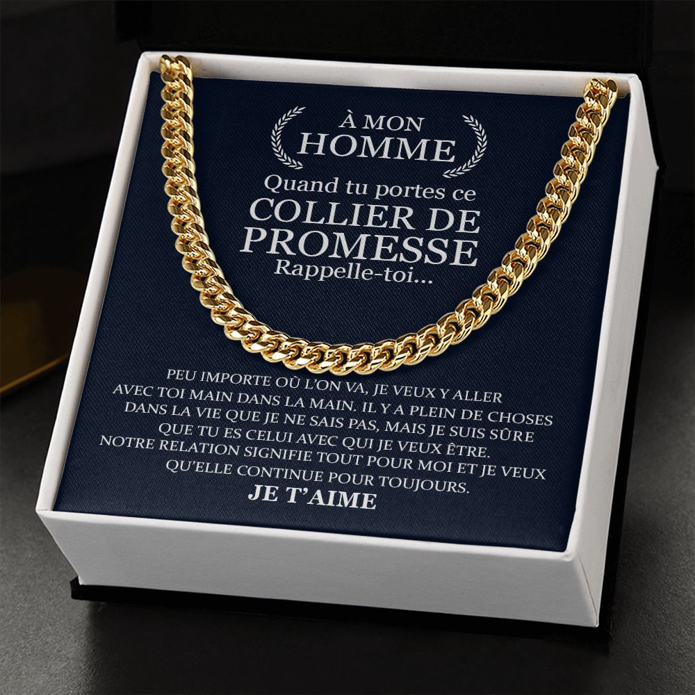 À Mon Homme Je T'aime - Chaîne à Maillons Cubaine - Cadeau pour votre homme
