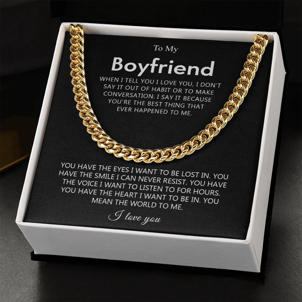 Boyfriend The Best Thing, Romantic Gift for Boyfriend, Cuban Link Chain Necklace