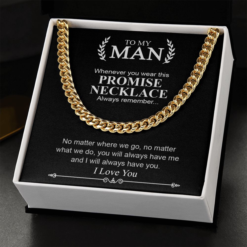 To My Man | Promise Necklace Always Remember | Cuban Link Chain Necklace