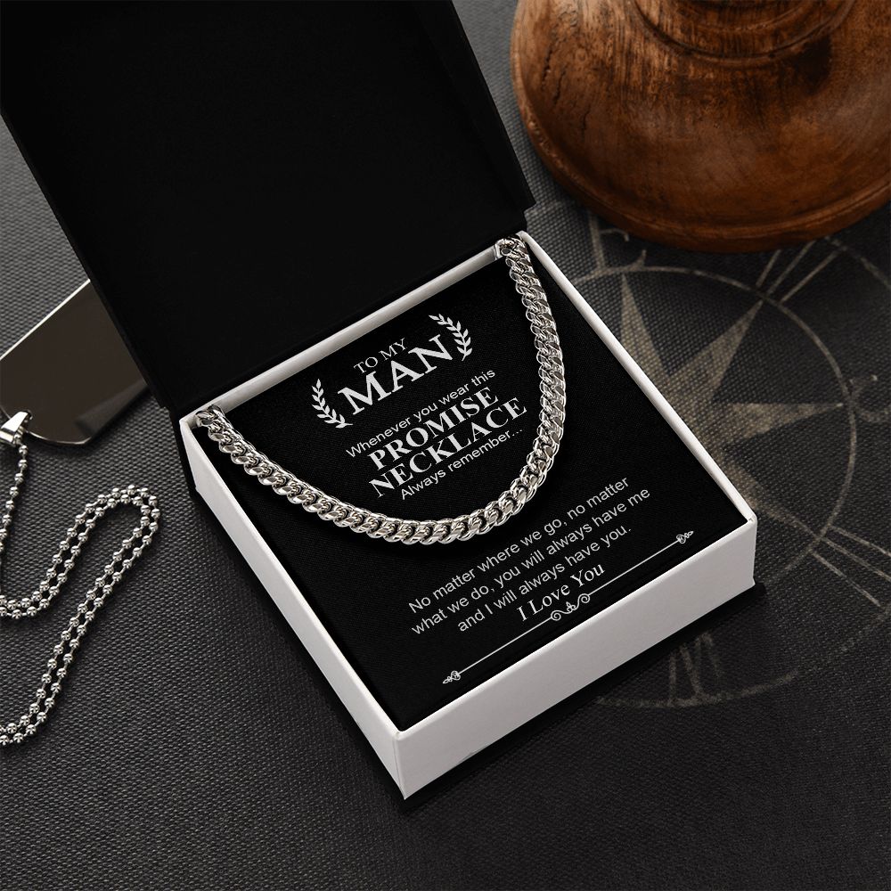 To My Man | Promise Necklace Always Remember | Cuban Link Chain Necklace