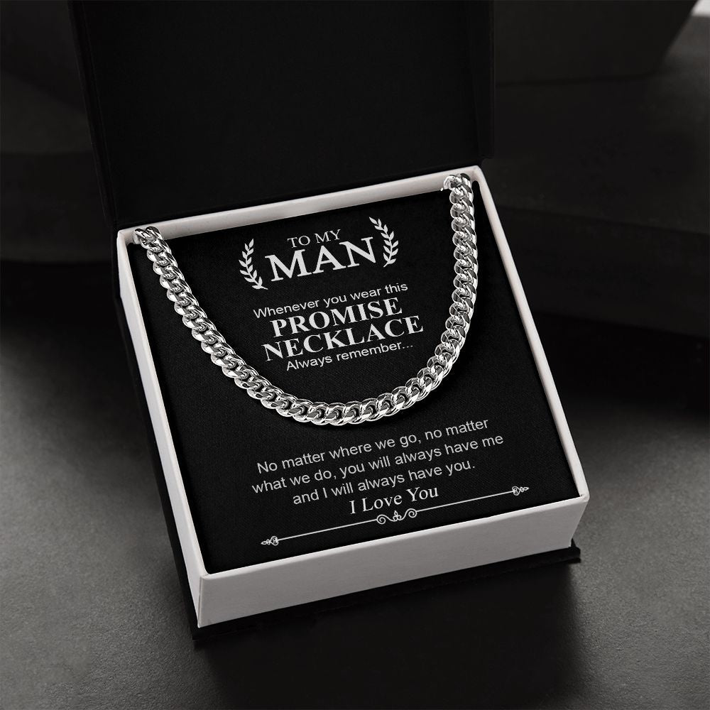 To My Man | Promise Necklace Always Remember | Cuban Link Chain Necklace