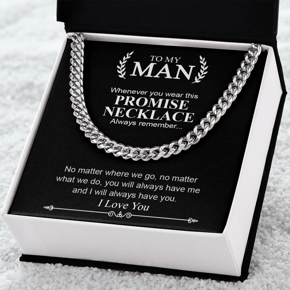 To My Man | Promise Necklace Always Remember | Cuban Link Chain Necklace