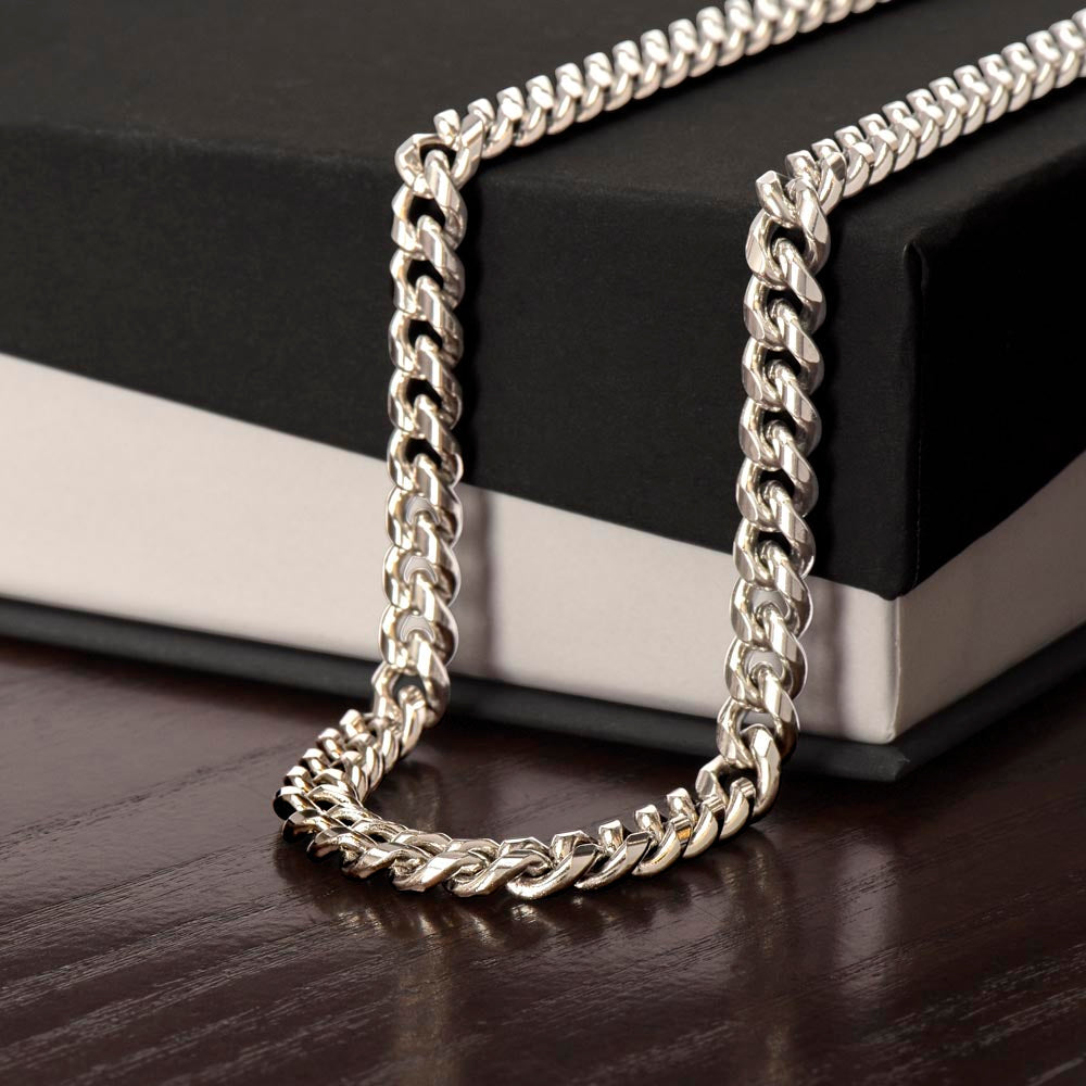 To My Man Cuban Link Chain Necklace, My Life My Love, Perfect Gift for Your Man