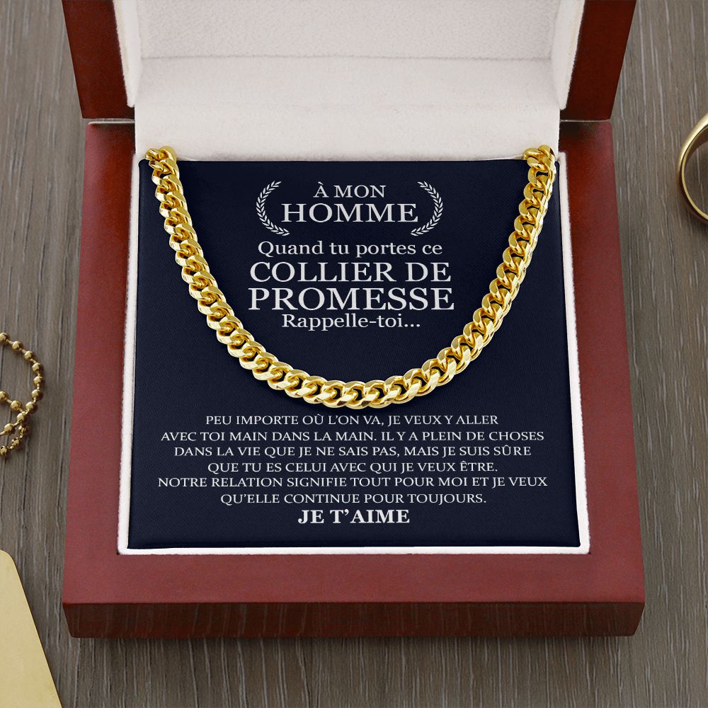 À Mon Homme Je T'aime - Chaîne à Maillons Cubaine - Cadeau pour votre homme