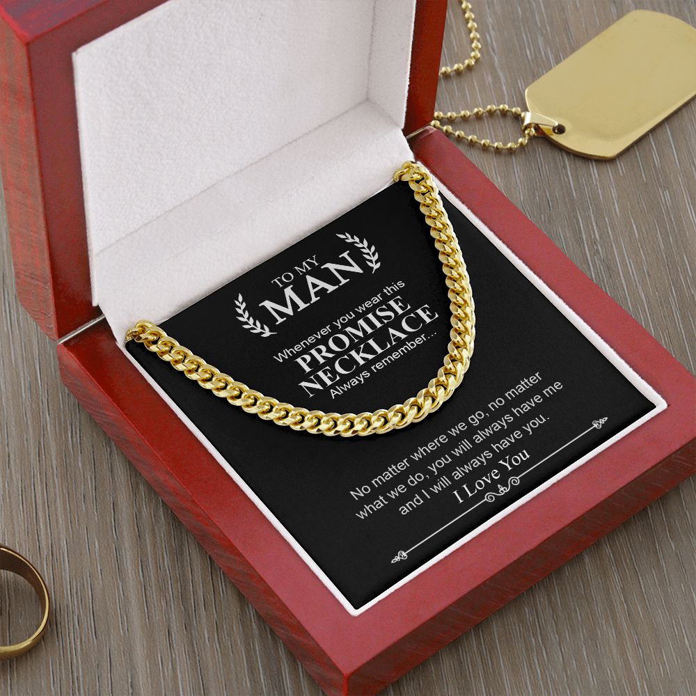 To My Man | Promise Necklace Always Remember | Cuban Link Chain Necklace