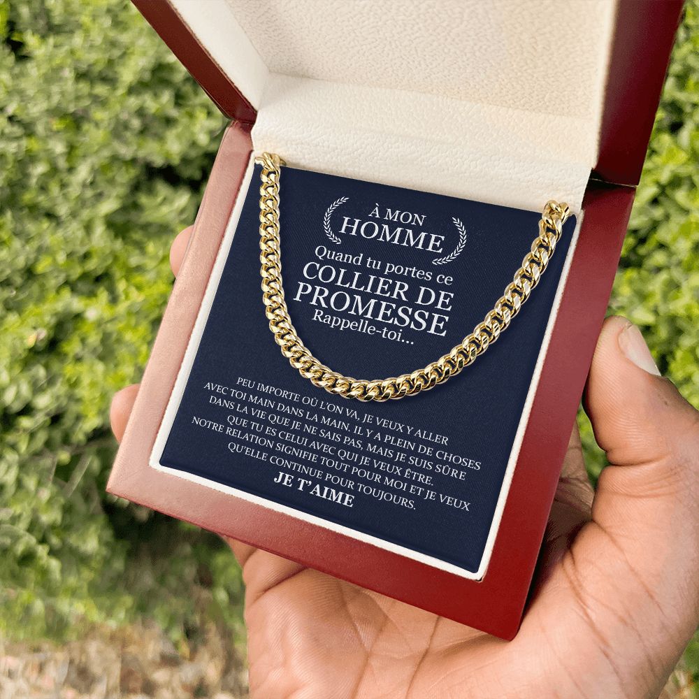 À Mon Homme Je T'aime - Chaîne à Maillons Cubaine - Cadeau pour votre homme