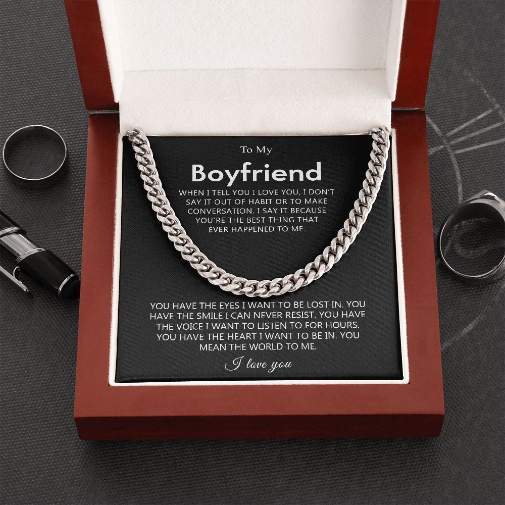 Boyfriend The Best Thing, Romantic Gift for Boyfriend, Cuban Link Chain Necklace