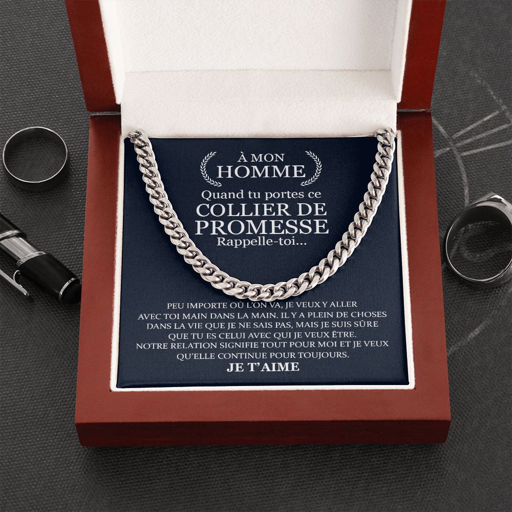 À Mon Homme Je T'aime - Chaîne à Maillons Cubaine - Cadeau pour votre homme
