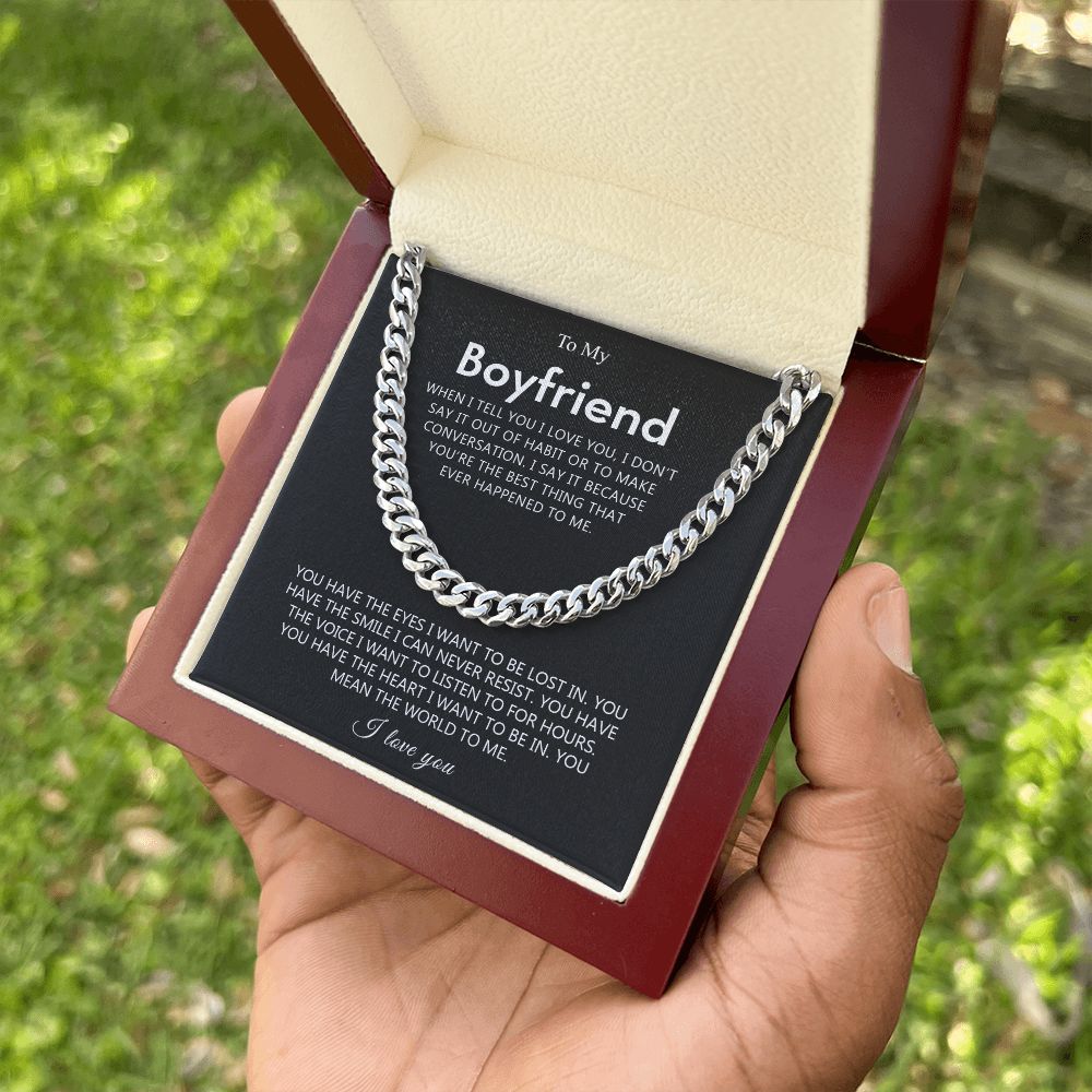 Boyfriend The Best Thing, Romantic Gift for Boyfriend, Cuban Link Chain Necklace