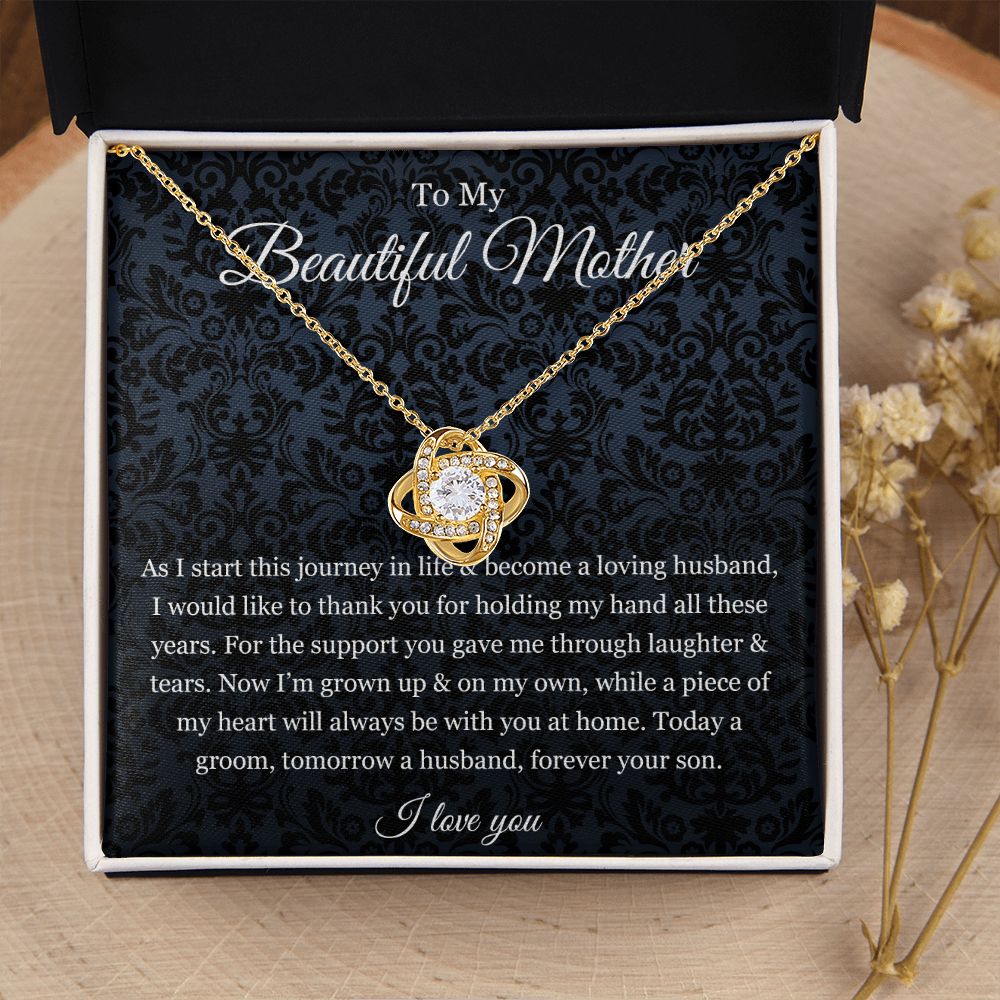 To My Beautiful Mother Love Knot Necklace