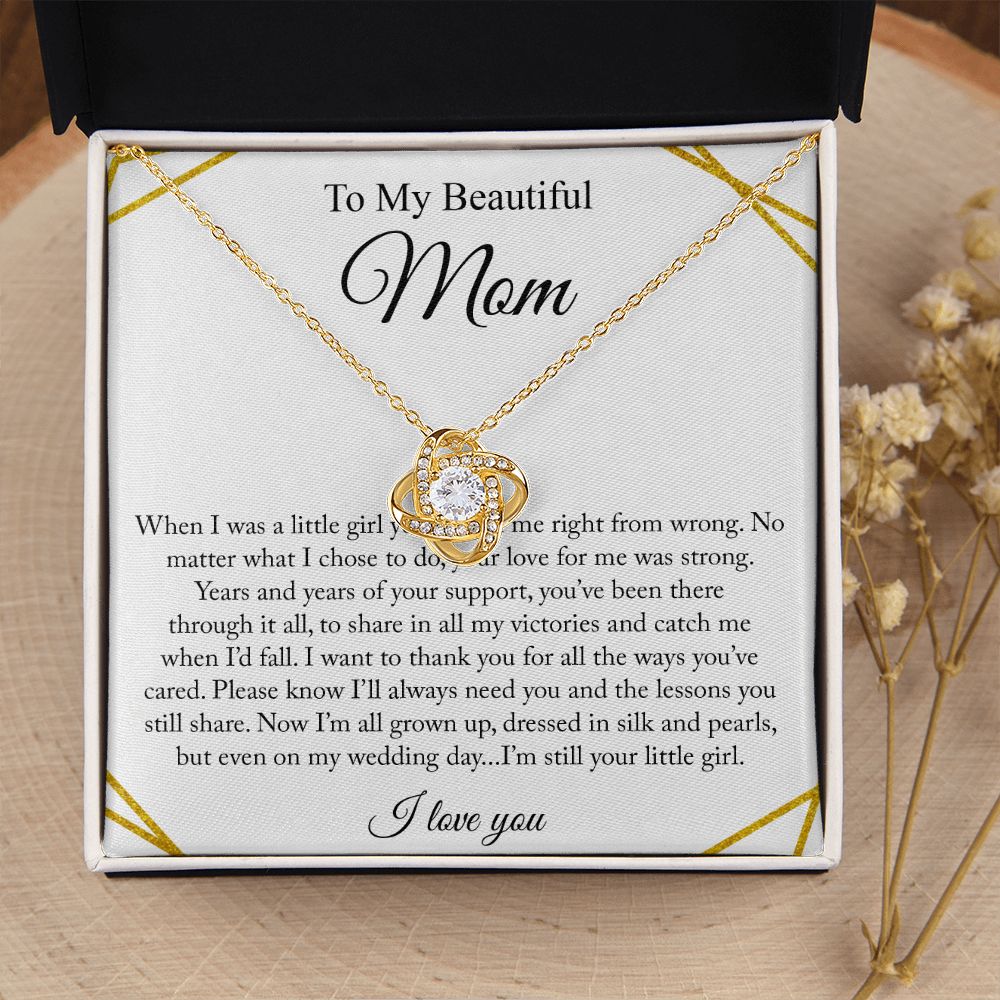 To My Beautiful Mom Love Knot Necklace