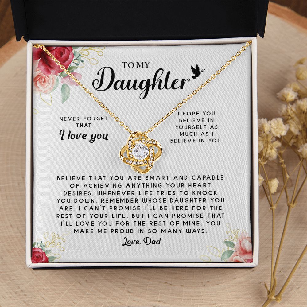 To My Daughter Love Knot Necklace