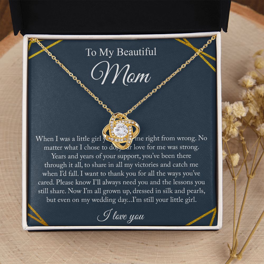 To My Beautiful Mom Love Knot Necklace