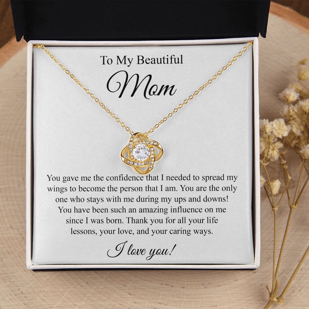 To My Beautiful Mom Love Knot Necklace