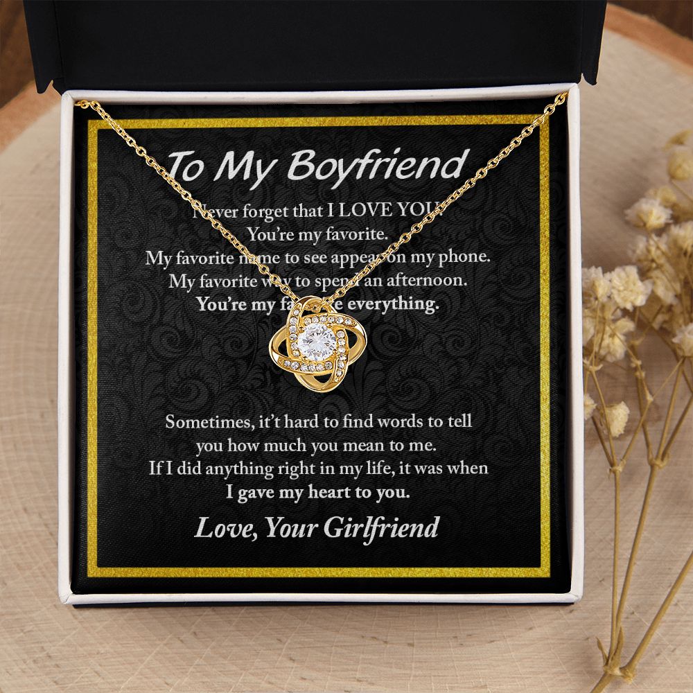 To My Boyfriend Love Knot Necklace