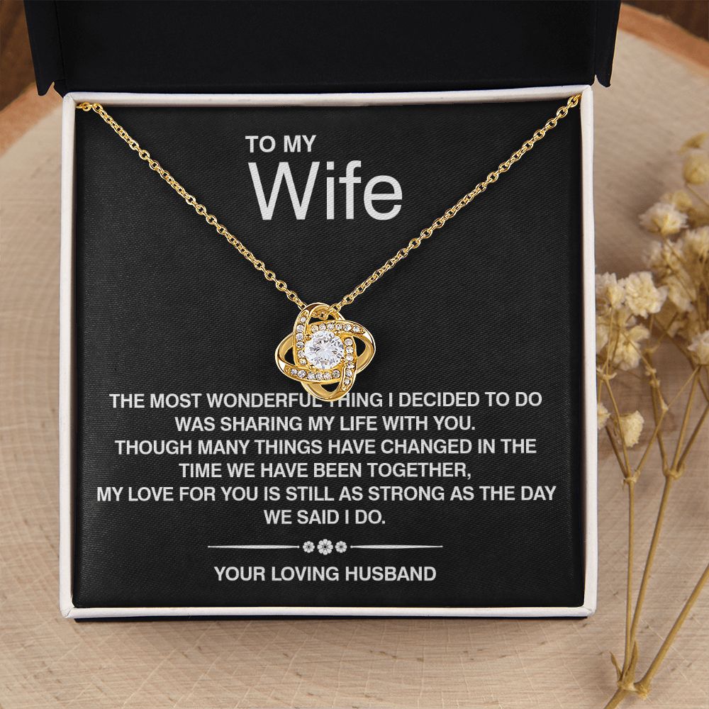 To My Wife Silver Love Knot Necklace