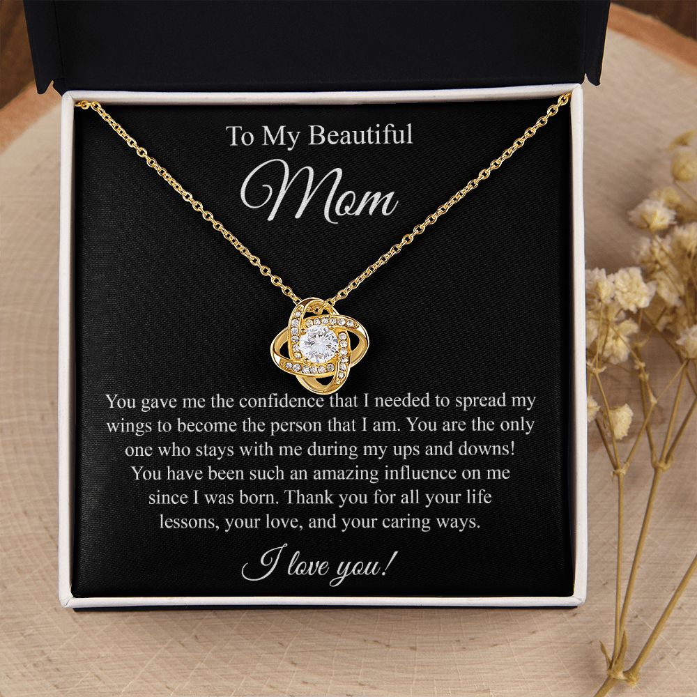 To My Beautiful Mom Love Knot Necklace