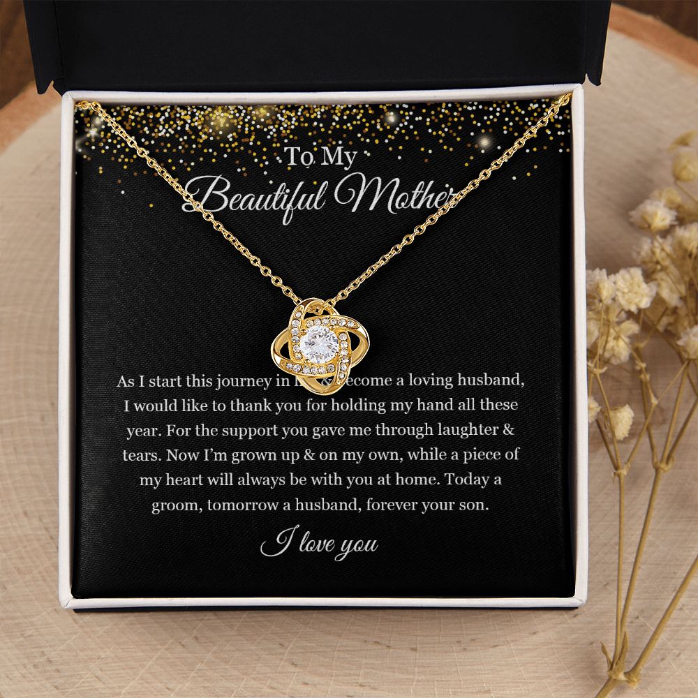 To My Beautiful Mother Love Knot Necklace