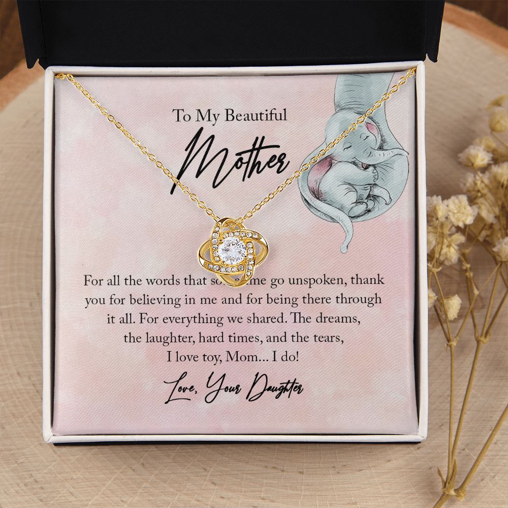 To My Beautiful Mother Love Knot Necklace