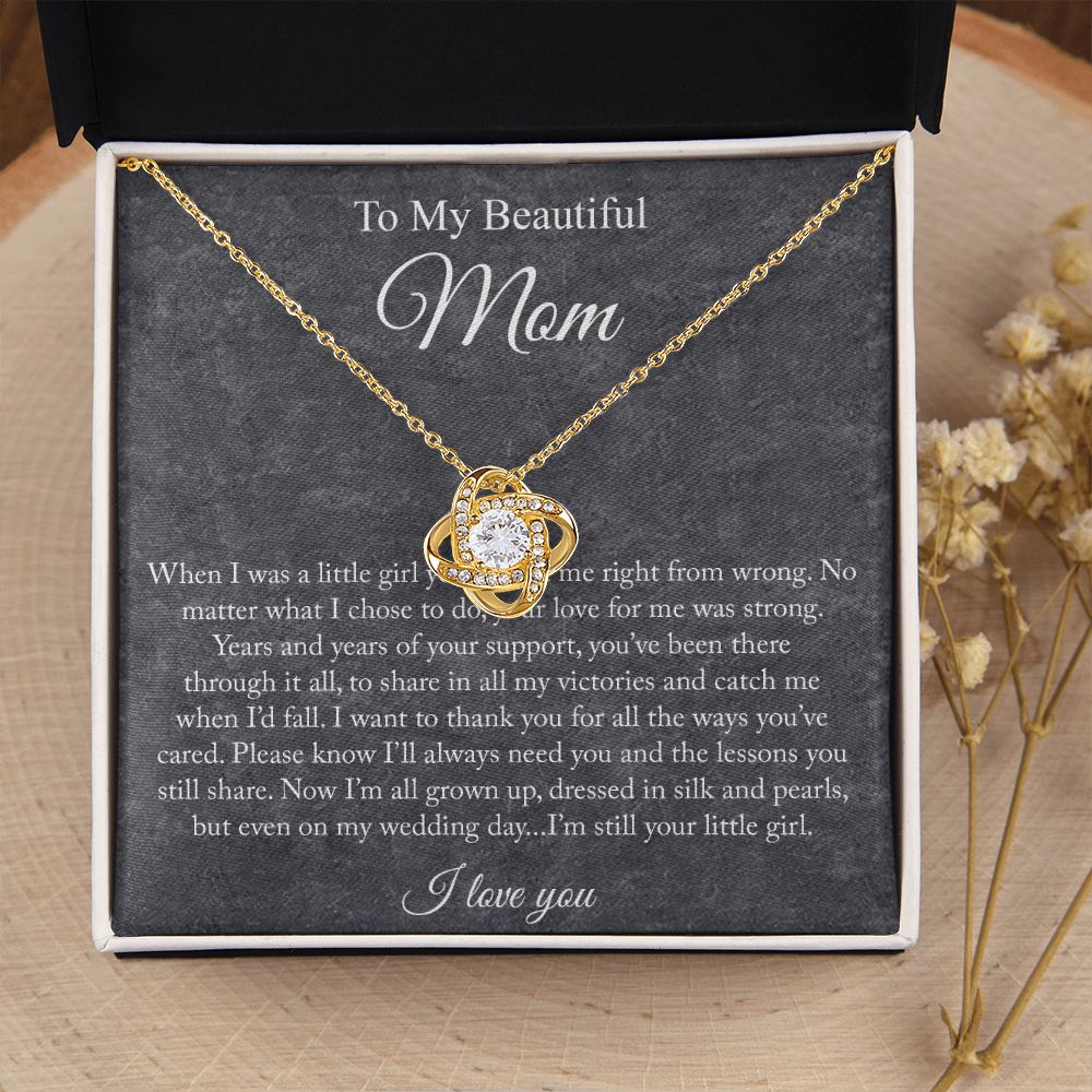 To My Beautiful Mom Love Knot Necklace