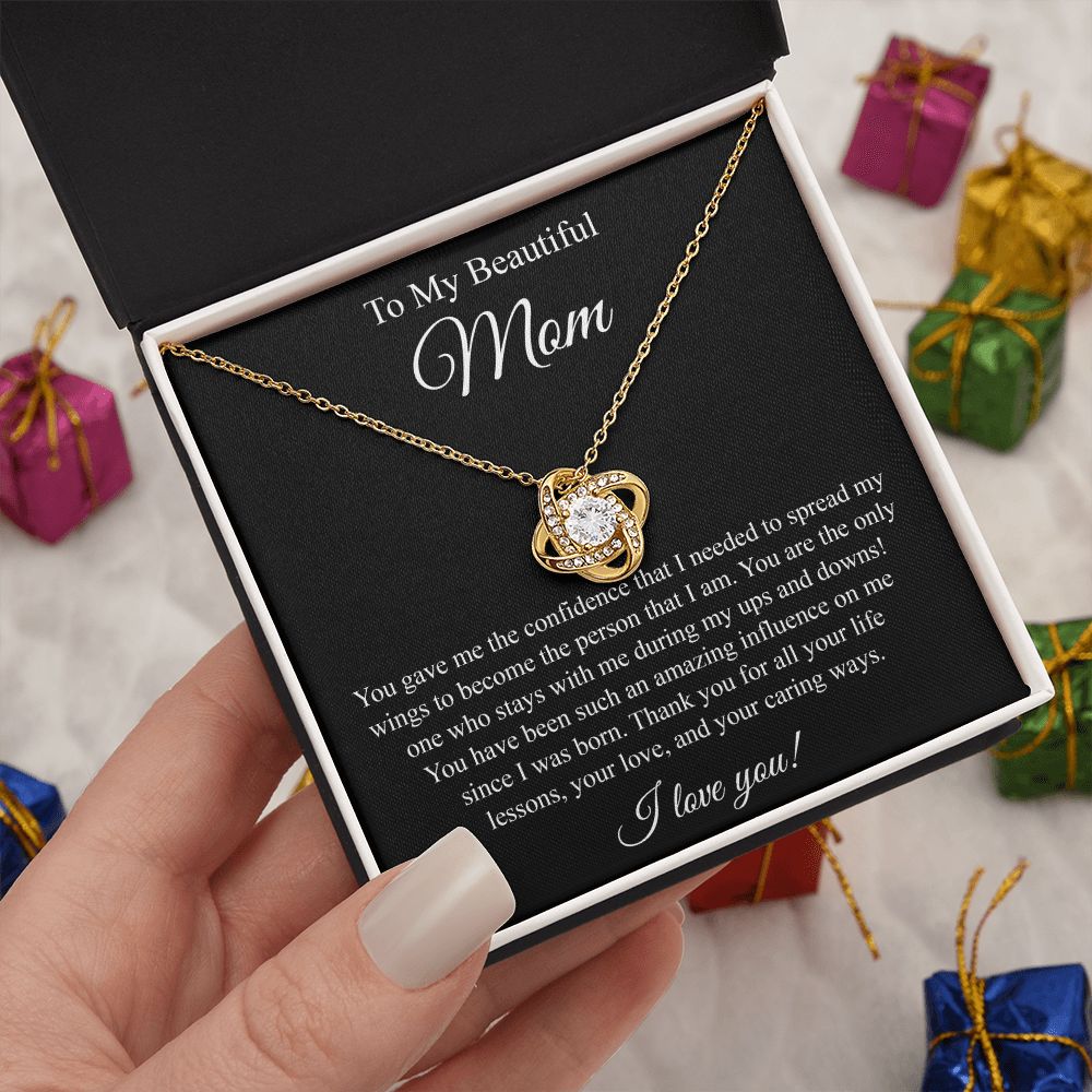 To My Beautiful Mom Love Knot Necklace