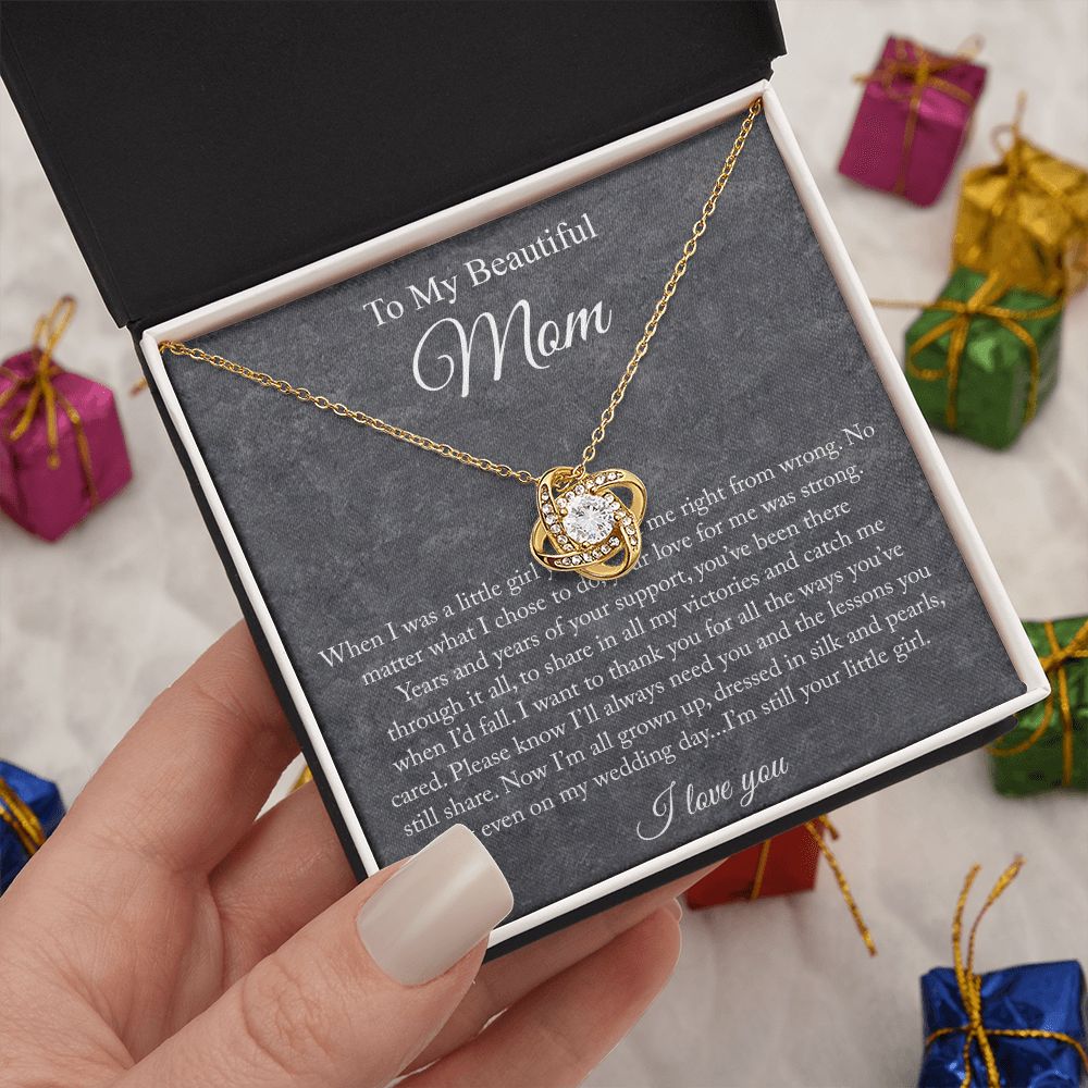 To My Beautiful Mom Love Knot Necklace