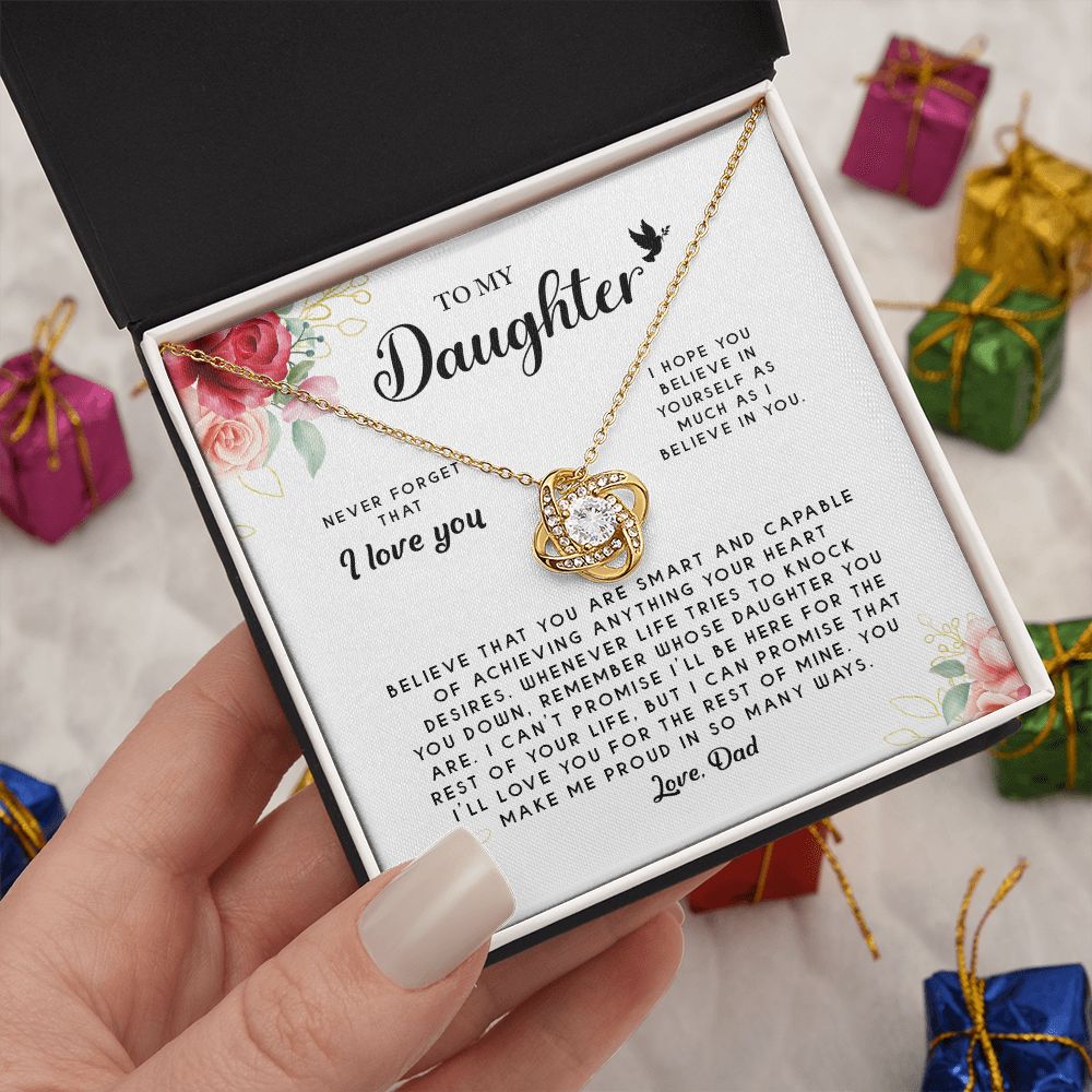 To My Daughter Love Knot Necklace