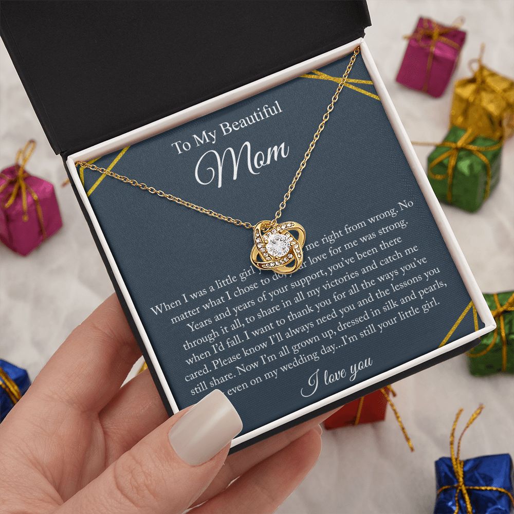 To My Beautiful Mom Love Knot Necklace