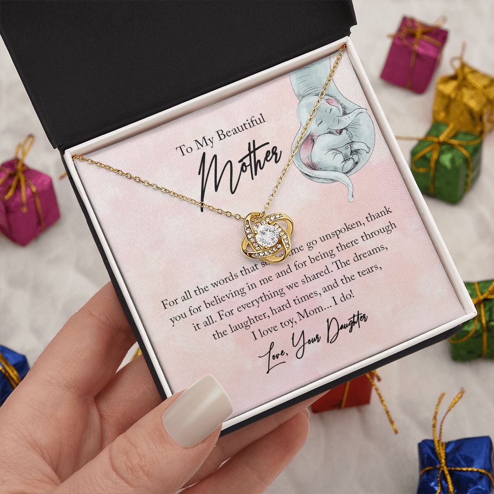 To My Beautiful Mother Love Knot Necklace