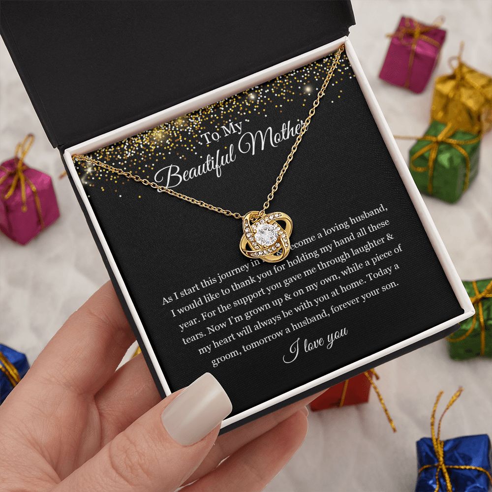 To My Beautiful Mother Love Knot Necklace