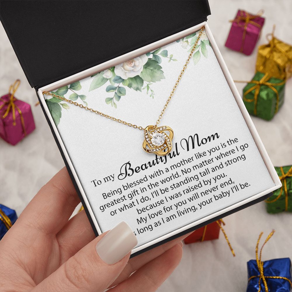 To My Beautiful Mom Love Knot Necklace