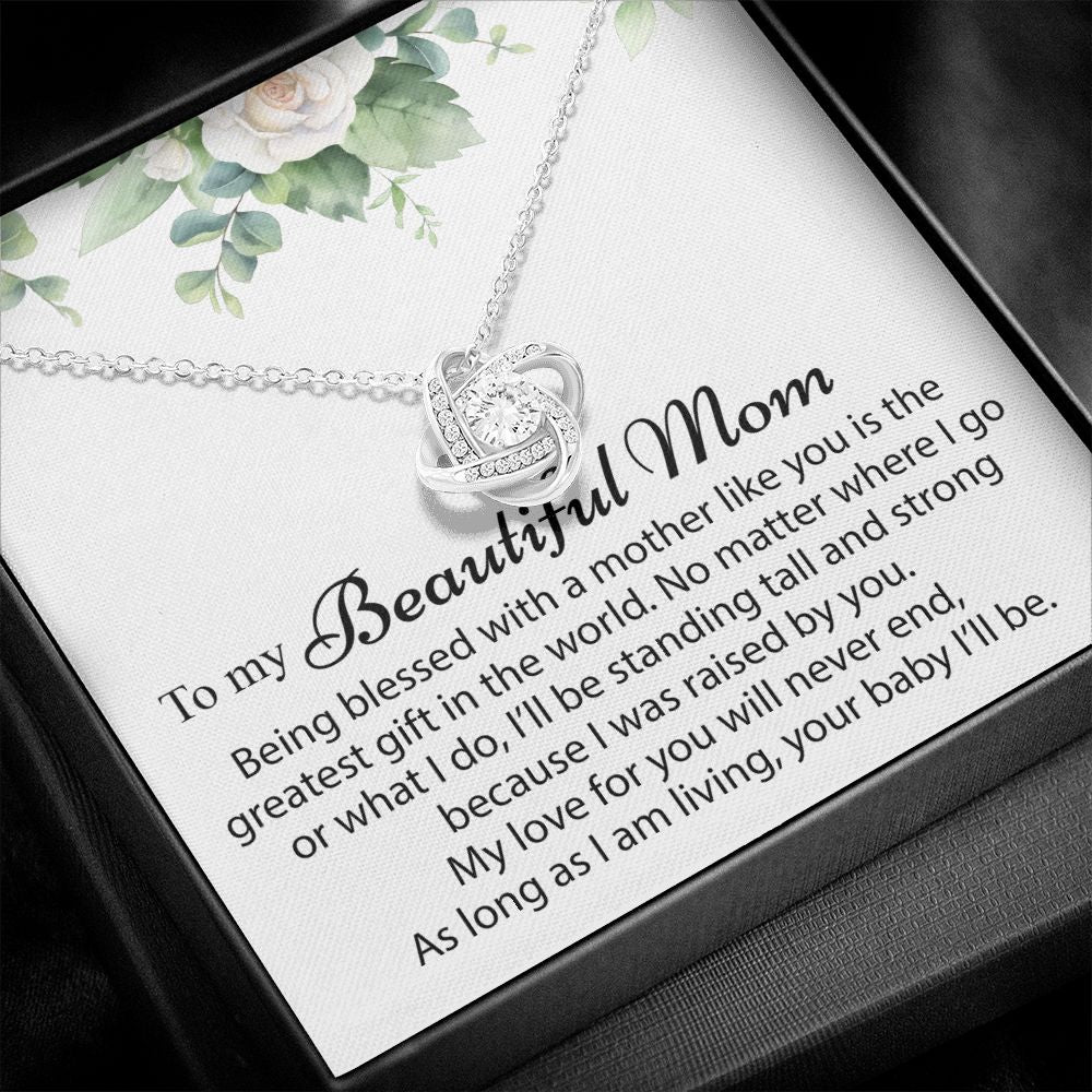 To My Beautiful Mom Love Knot Necklace