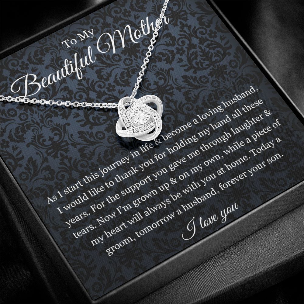 To My Beautiful Mother Love Knot Necklace