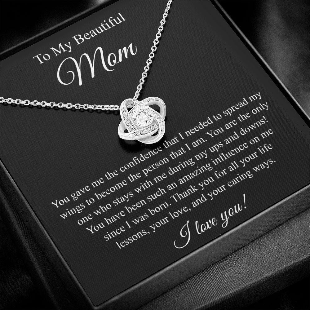 To My Beautiful Mom Love Knot Necklace
