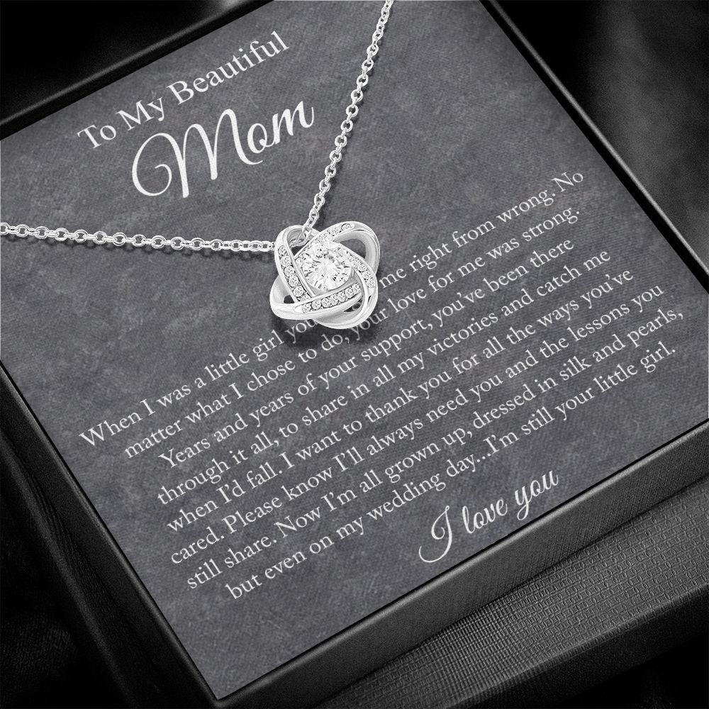 To My Beautiful Mom Love Knot Necklace
