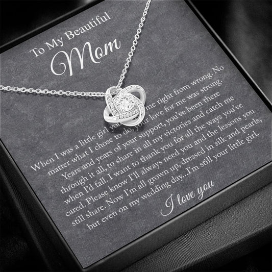 To My Beautiful Mom Love Knot Necklace