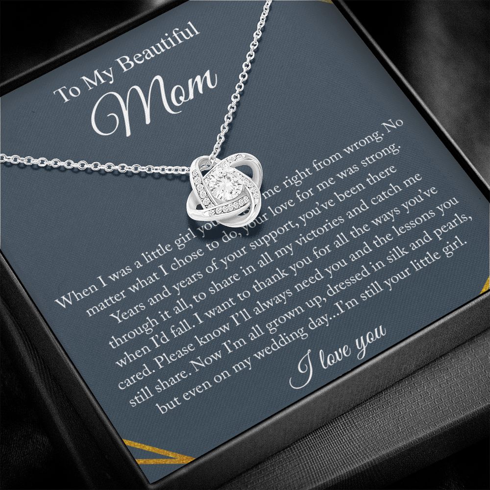 To My Beautiful Mom Love Knot Necklace