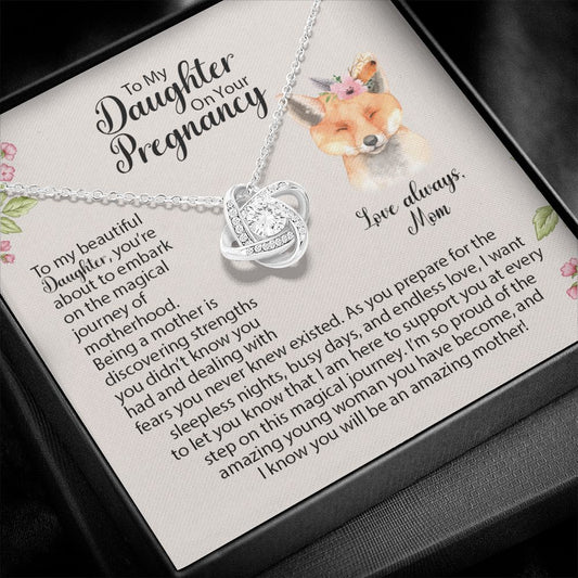 Daughter Pregnancy Love Knot Necklace