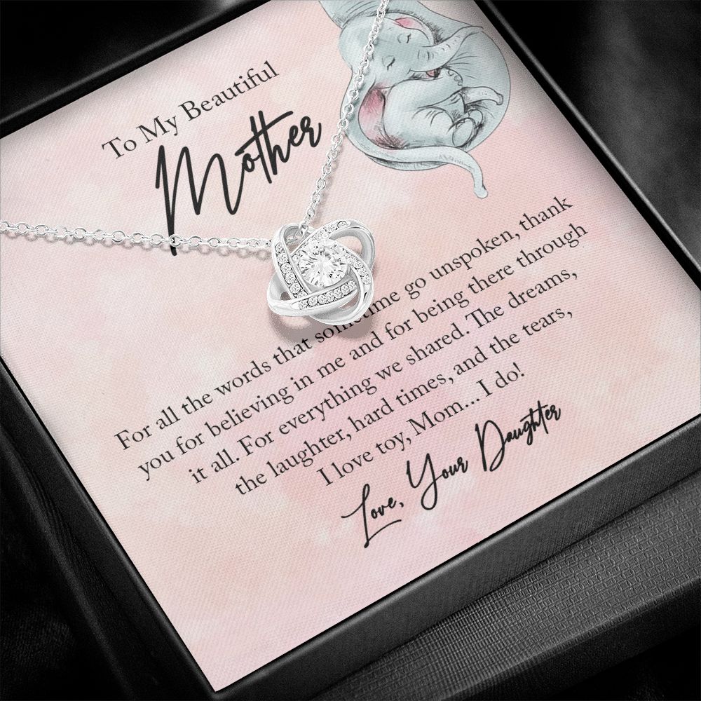 To My Beautiful Mother Love Knot Necklace