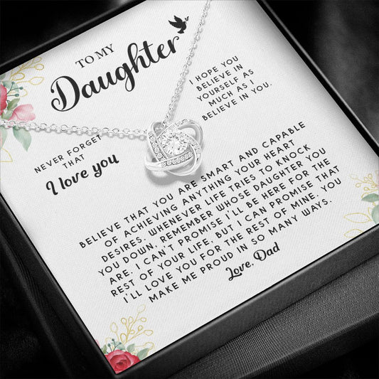 To My Daughter Love Knot Necklace