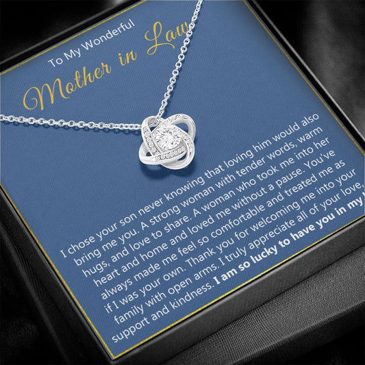 To My Wonderful Mother in Law Love Knot Necklace