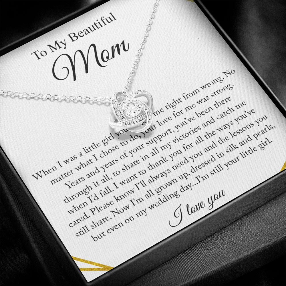 To My Beautiful Mom Love Knot Necklace