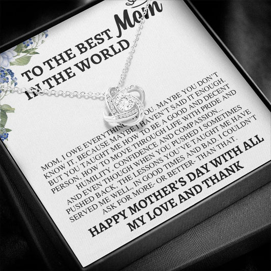 To My Best Mom In The World Love Knot Necklace