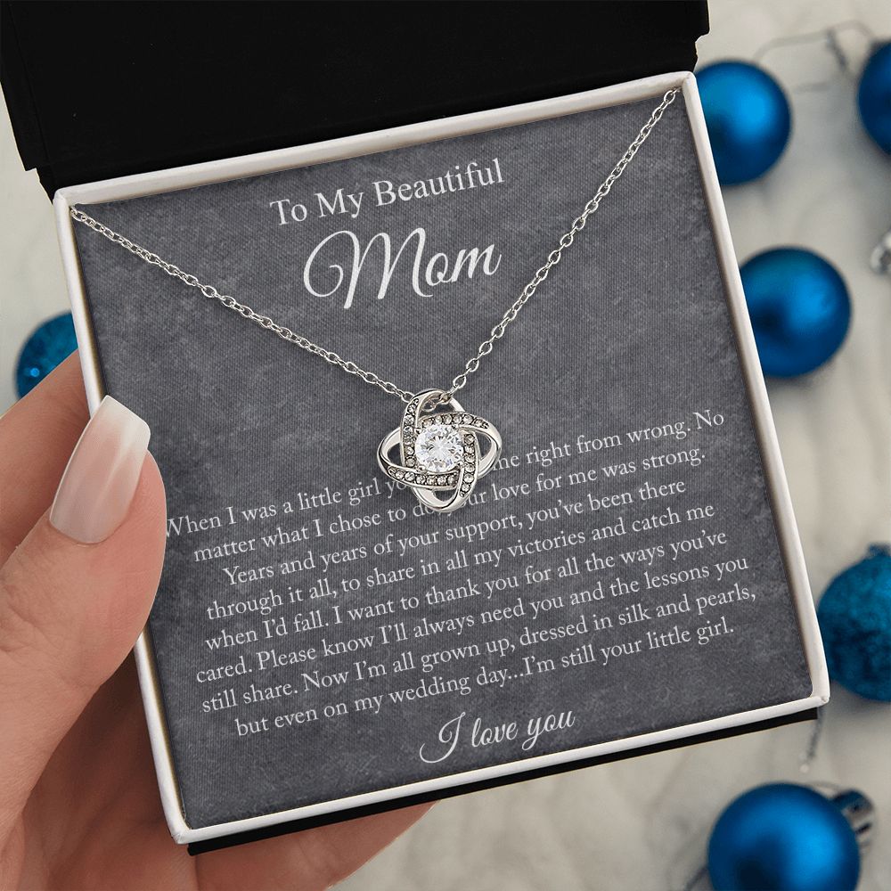 To My Beautiful Mom Love Knot Necklace