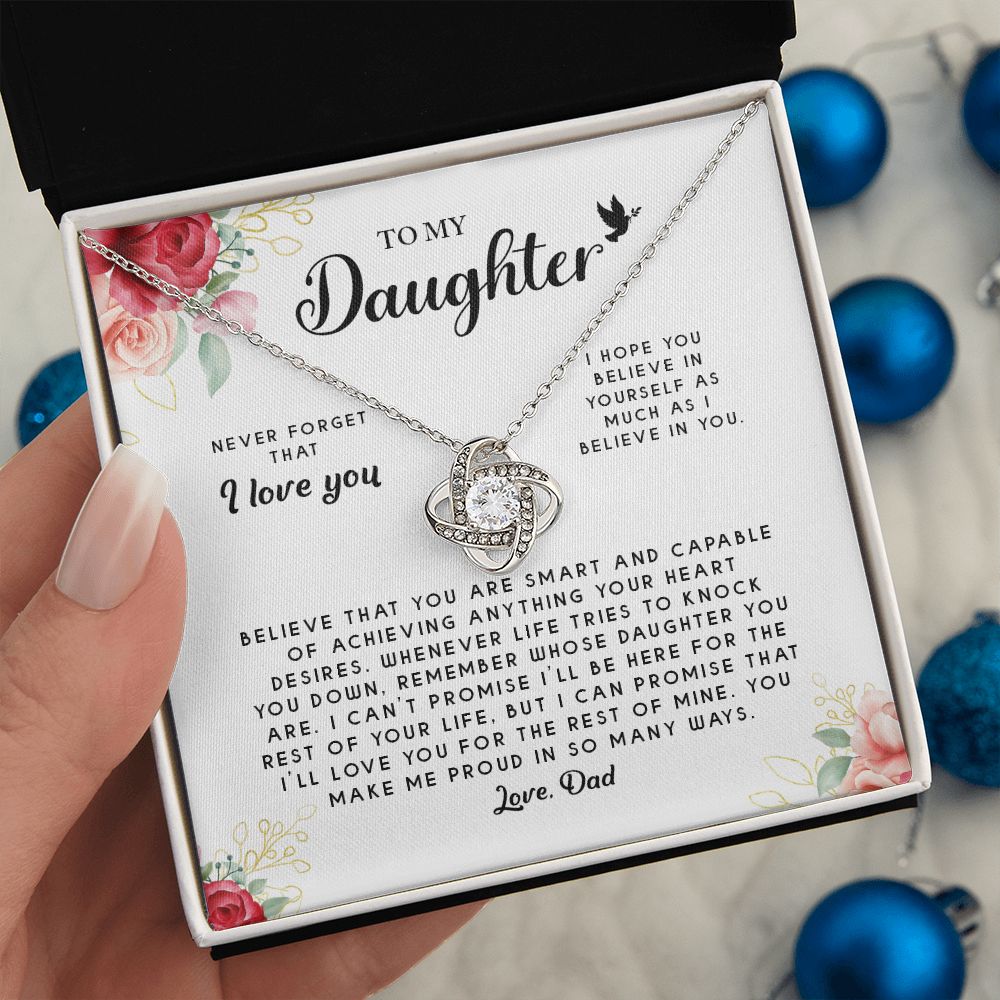 To My Daughter Love Knot Necklace