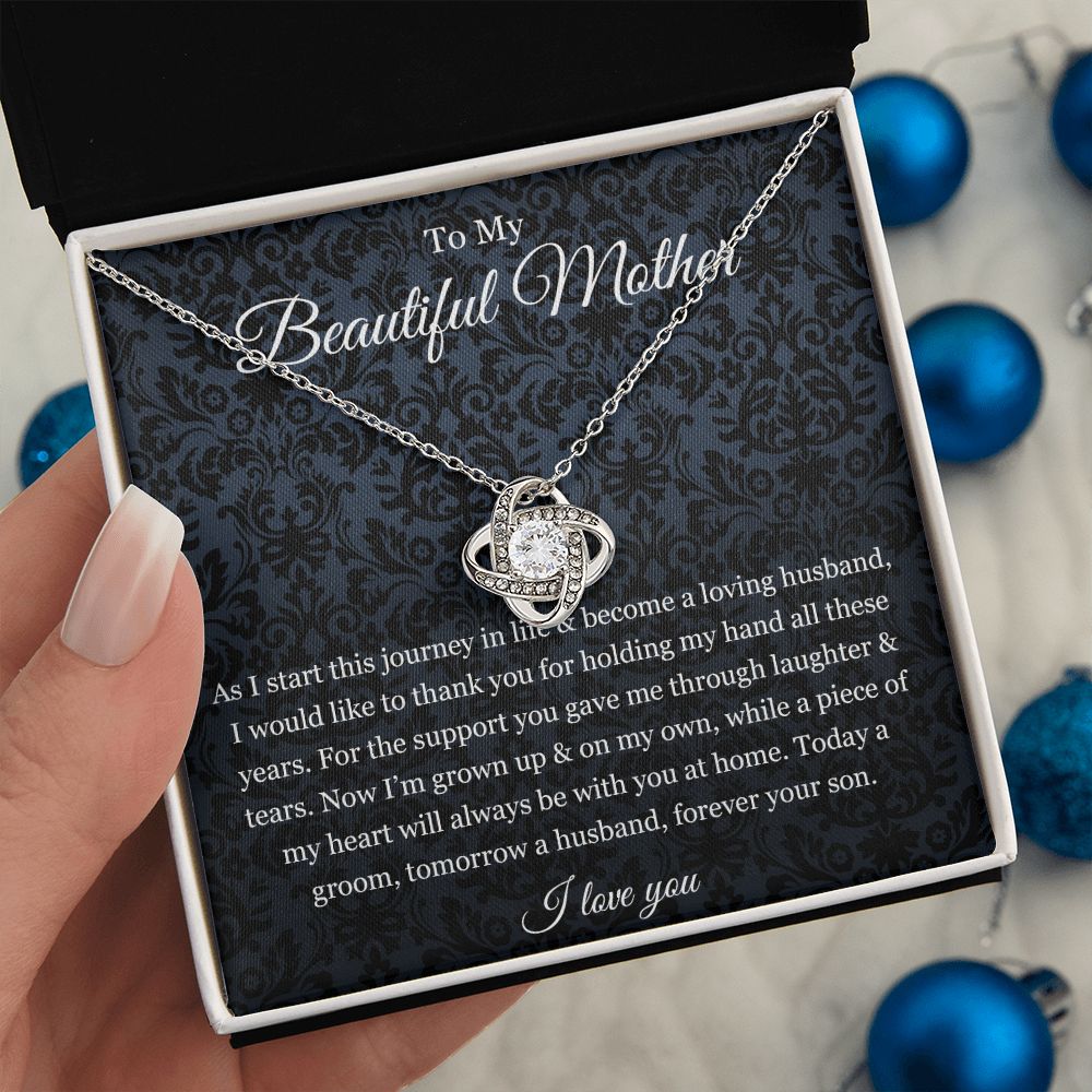 To My Beautiful Mother Love Knot Necklace
